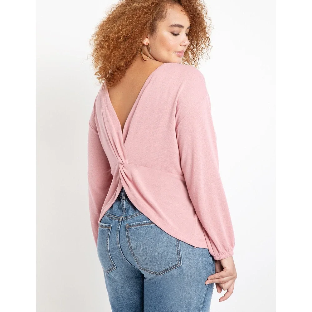 ELOQUII Elements Womens Plus Size Twist Back Sweater Top Black Size‎ 18/20 1X